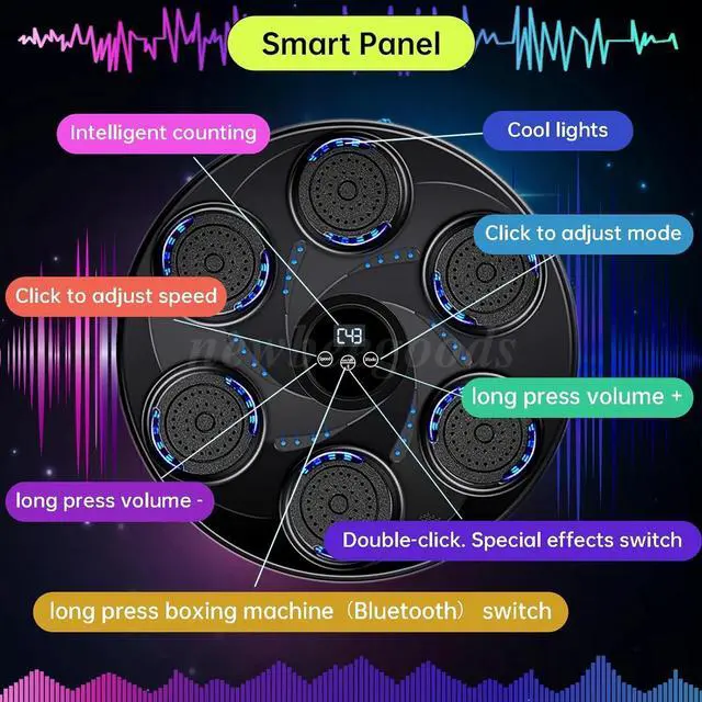 Alt view image 2 of 7 - Smart Music Boxing Machine Adults Kids Training Electronic Bluetooth w/ Gloves