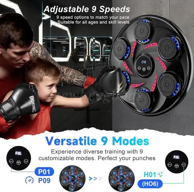 Alt view image 3 of 7 - Smart Music Boxing Machine Adults Kids Training Electronic Bluetooth w/ Gloves