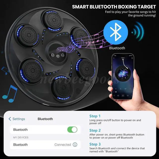 Alt view image 5 of 7 - Smart Music Boxing Machine Adults Kids Training Electronic Bluetooth w/ Gloves