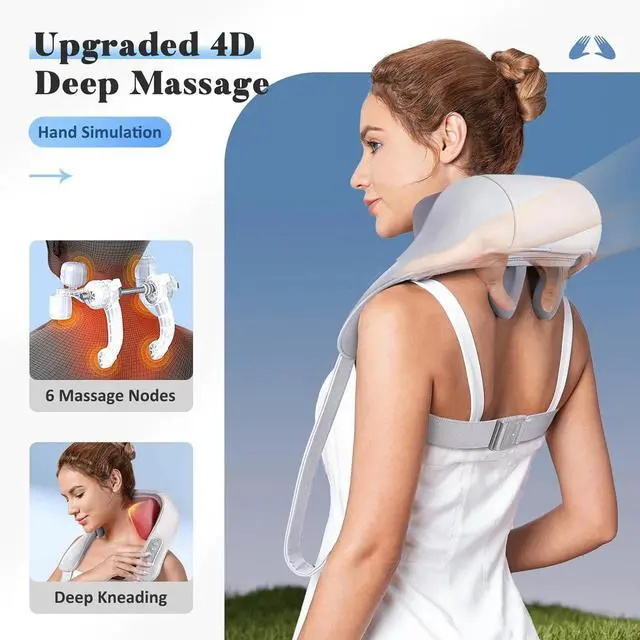 Alt view image 2 of 7 - Cordless Neck Massager w/ Infrared 4D Deep Tissue Shiatsu Back Shoulder Massager