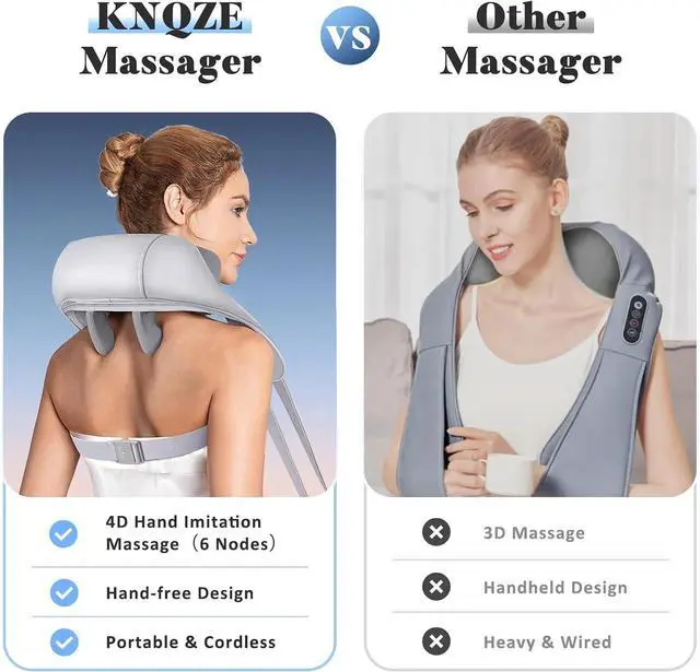 Alt view image 3 of 7 - Cordless Neck Massager w/ Infrared 4D Deep Tissue Shiatsu Back Shoulder Massager