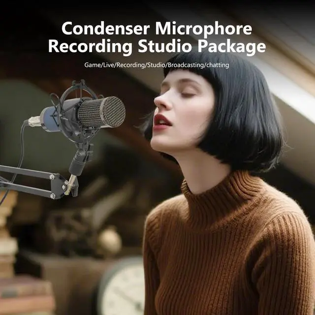 Alt view image 4 of 7 - Studio Recording Kit Podcast Equipment Bundle Music Mixer w/ 2* Microphones Kit