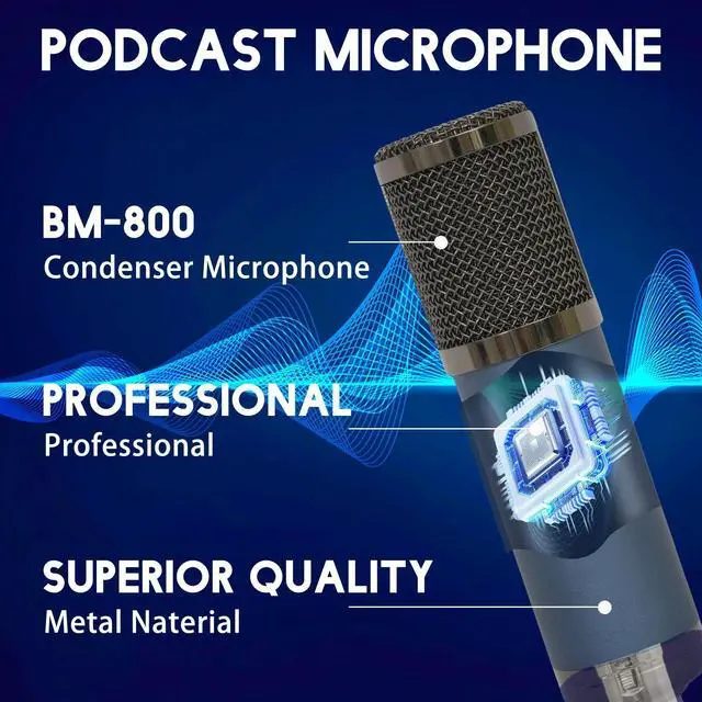Alt view image 3 of 7 - Studio Recording Kit Podcast Equipment Bundle Music Mixer w/ 2* Microphones Kit
