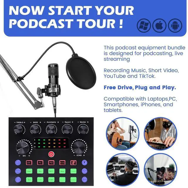 Alt view image 7 of 7 - Complete Home 2* Studio Recording Kit Mixer Condenser Microphones Music Podcast