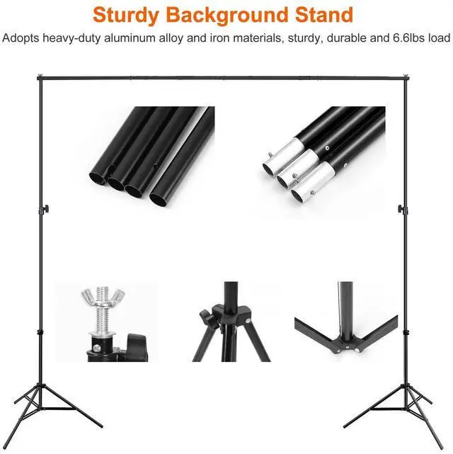 Alt view image 4 of 7 - 10Ft Heavy Duty Photography Background 2*3m Backdrop Support Stand Kit With Case