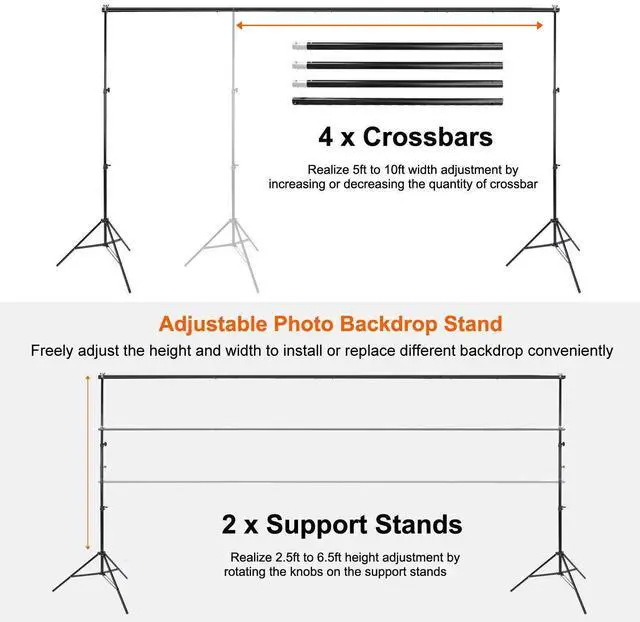 Alt view image 2 of 7 - 10Ft Heavy Duty Photography Background 2*3m Backdrop Support Stand Kit With Case