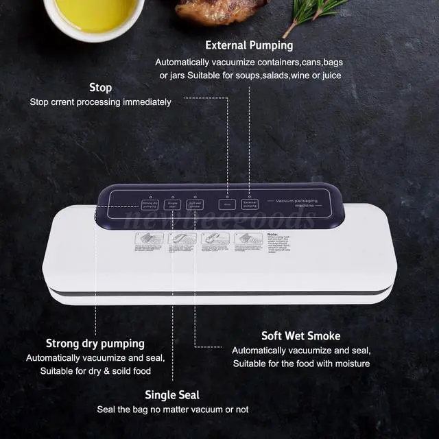 Alt view image 6 of 7 - Dry/Wet/Powder Universal Commercial Vacuum Sealer Machine 60Kpa w/10pcs Seal Bag