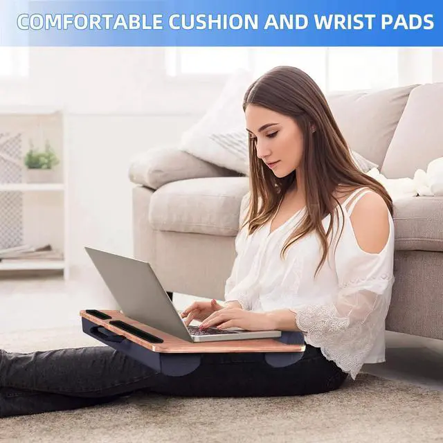 Alt view image 4 of 7 - Home Office Pro Lap Desk With Wrist Rest Mouse Pad And Phone Holder Burlywood US