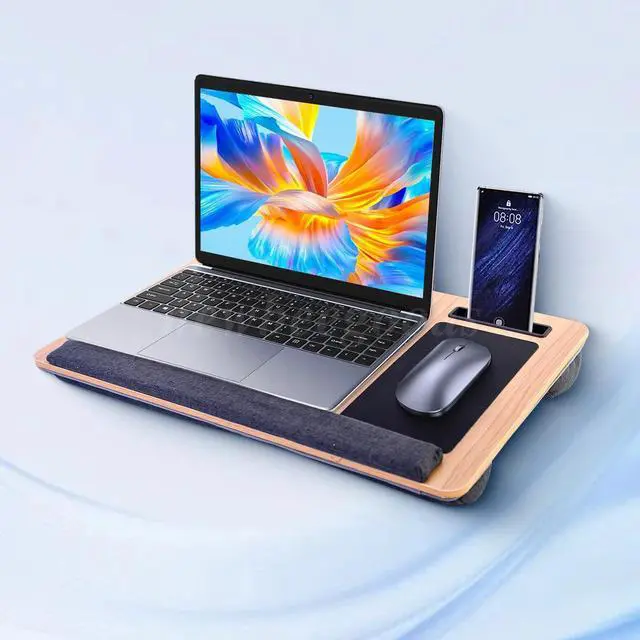 Alt view image 5 of 7 - Home Office Pro Lap Desk With Wrist Rest Mouse Pad And Phone Holder Burlywood US