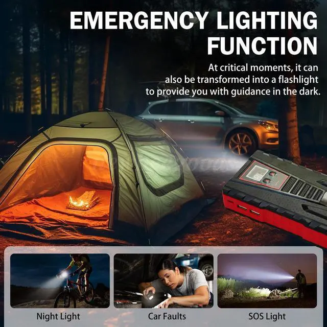 Alt view image 7 of 7 - 99800mAh 12V Car Jump Starter Pack Booster Battery Charger Emergency Power Bank