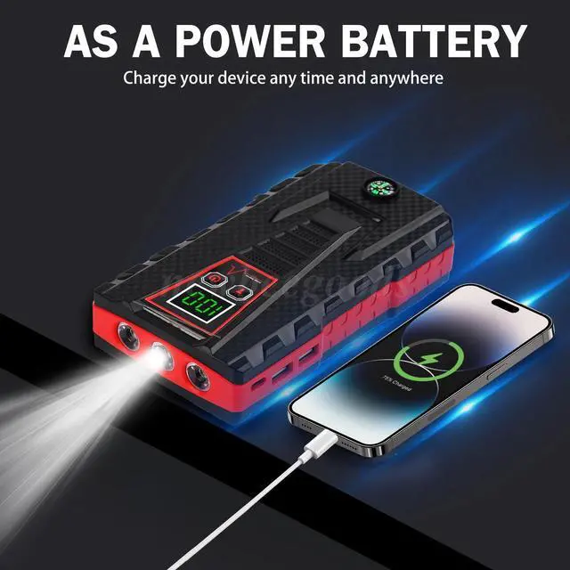 Alt view image 6 of 7 - 99800mAh 12V Car Jump Starter Pack Booster Battery Charger Emergency Power Bank