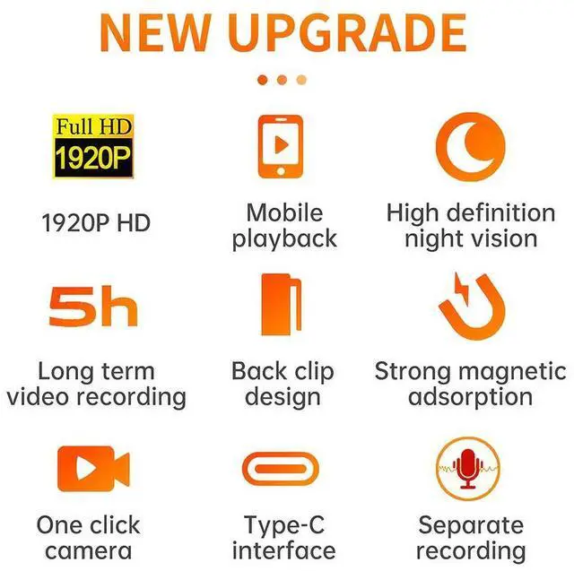 Alt view image 6 of 7 - Mini Police Body Camera HD 1920P Video DVR Clip IR Night Cam 5-Hour Camcorder