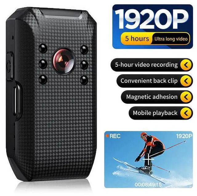 Alt view image 5 of 7 - Mini Police Body Camera HD 1920P Video DVR Clip IR Night Cam 5-Hour Camcorder