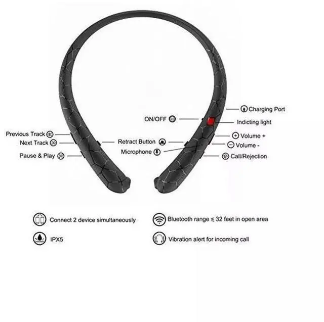 Alt view image 6 of 7 - Wireless Headphone Earbuds Sport Neckband Bluetooth Headset HD Stereo Sweatproof