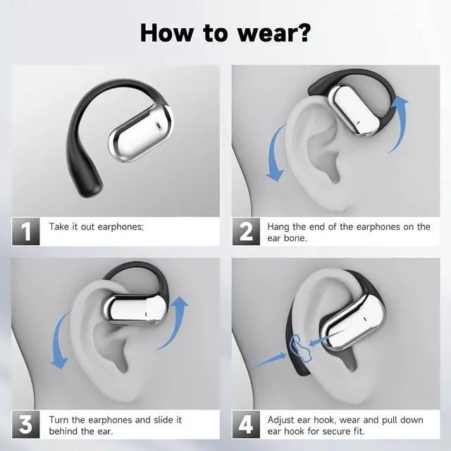 Alt view image 2 of 7 - Open Ear Bluetooth 5.4 Earbuds, Wireless Headphones Sport Over Earphone with Mic