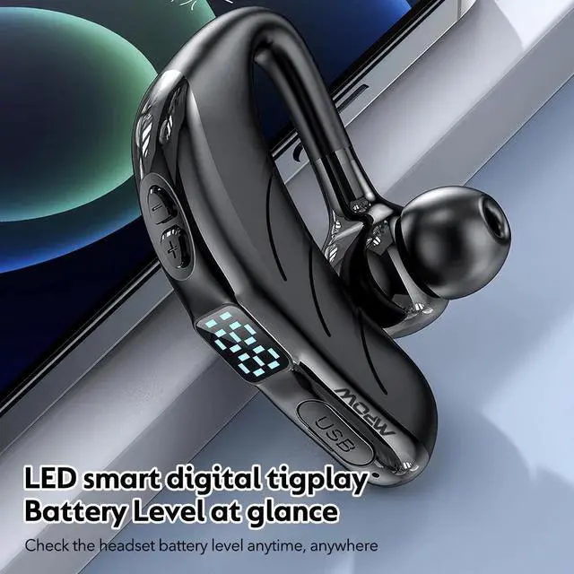 Alt view image 6 of 7 - Bluetooth Earpiece Wireless Headset Noise Cancelling Headphones Driver Trucker