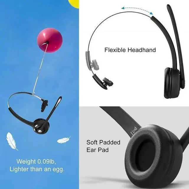 Alt view image 4 of 7 - Over Head Headphone Mic Bluetooth5.3 Wireless Headset For Phone Business Driver