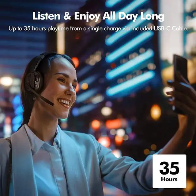 Alt view image 6 of 6 - Trucker Bluetooth 5.0 Wireless Headset With Noise Cancelling Mic For Phones PC