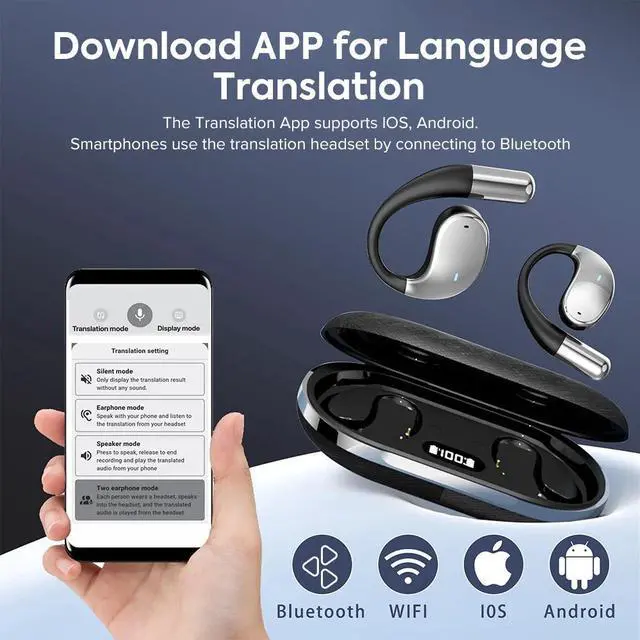 Alt view image 5 of 7 - Bluetooth Translator Earphones 144 Language Real Time Smart Translation-Earbuds