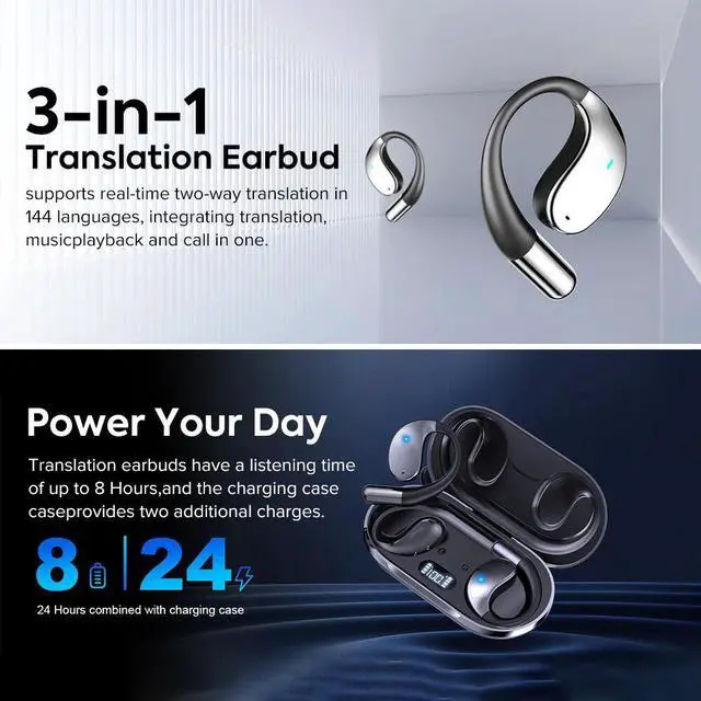 Alt view image 6 of 7 - Bluetooth Translator Earphones 144 Language Real Time Smart Translation-Earbuds