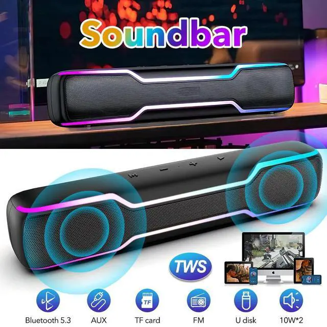 Alt view image 5 of 7 - 20W Bluetooth RGB Gaming Computer Speaker Deep Bass for PC Laptop TWS Sound Bar