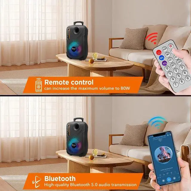 Alt view image 4 of 7 - 8" Wireless Portable Bluetooth Speakers Subwoofer Heavy Bass Sound System Party