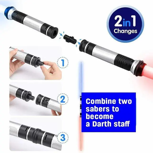 Alt view image 5 of 7 - 2Pcs Lightsaber Light up Sword Saber 7 Colors LED Glow in The Dark Toy for Kids