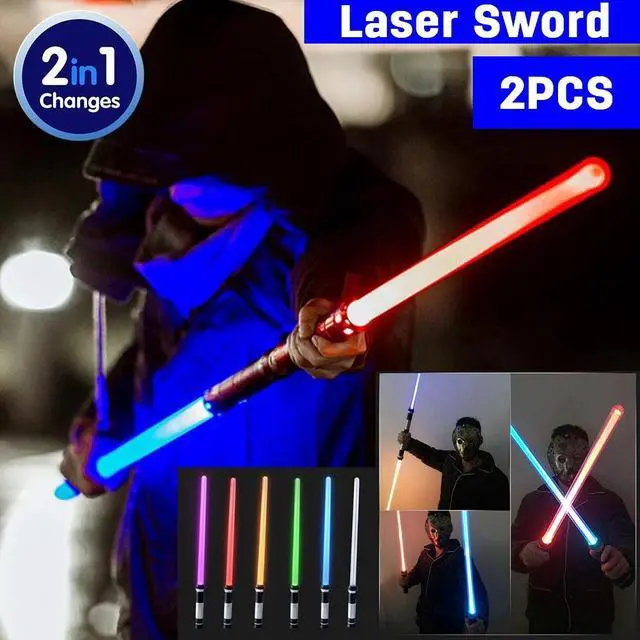 Main image of 2Pcs Lightsaber Light up Sword Saber 7 Colors LED Glow in The Dark Toy for Kids