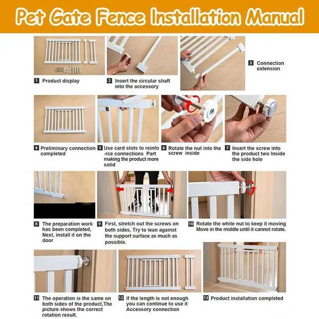 Alt view image 7 of 7 - Pet Safety Gate Retractable Small Dog Baby Door Stair Fence Guard Indoor Barrier