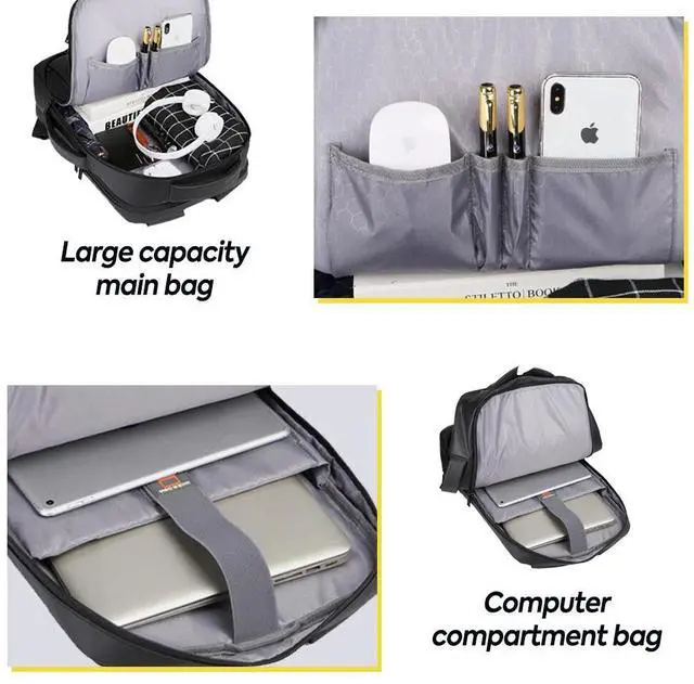 Alt view image 6 of 7 - Men Backpack Anti-theft School Bookbag Travel 15.6" Laptop Bag Rucksack USB Port