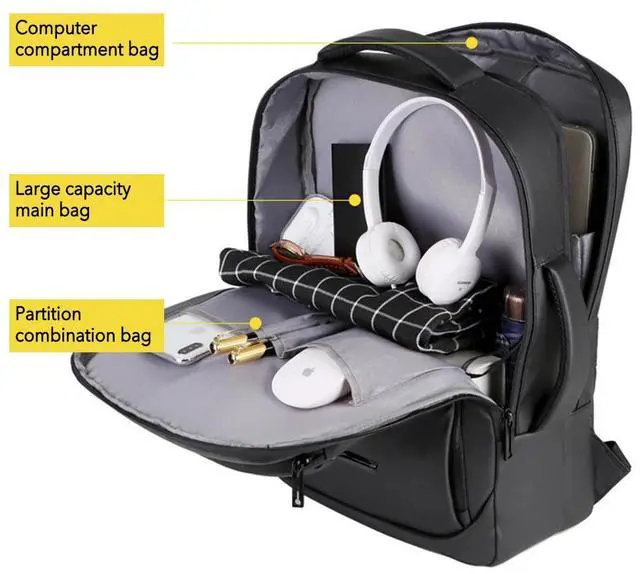 Alt view image 2 of 7 - Men Backpack Anti-theft School Bookbag Travel 15.6" Laptop Bag Rucksack USB Port