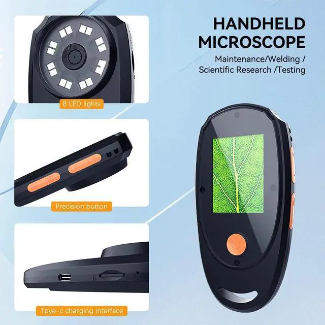 Alt view image 2 of 7 - 2-inch IPS Color Screen Handheld Digital Microscope 200w Pixel 500X Magnifier