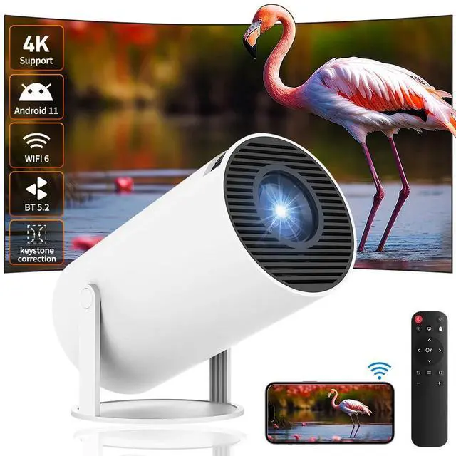 Alt view image 2 of 7 - Mini Portable Projector with WiFi 6 BT 5.2 Home Video Projector Android 11.0 OS
