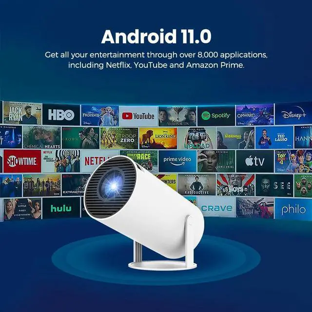 Alt view image 6 of 7 - Mini Portable Projector with WiFi 6 BT 5.2 Home Video Projector Android 11.0 OS