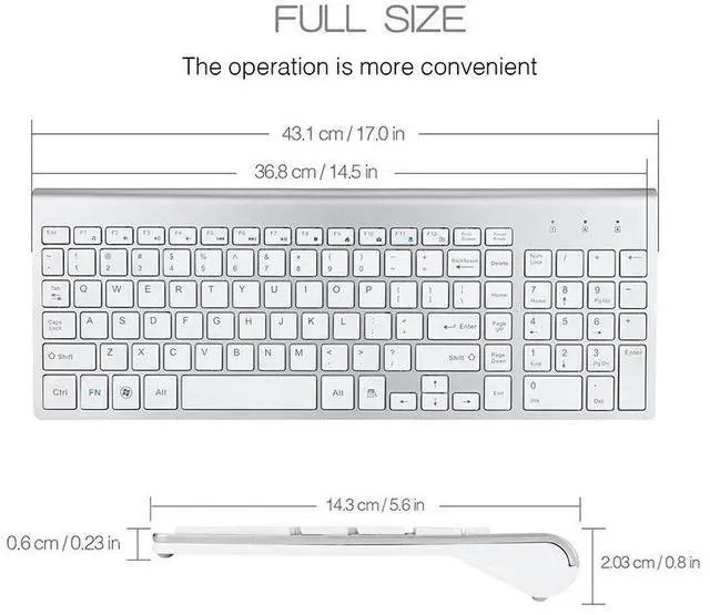 Alt view image 7 of 7 - 2.4G Wireless Keyboard Mouse Bundles For Apple iMac And PC Laptop Full Size Slim