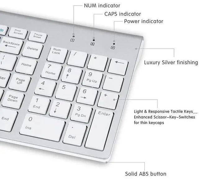 Alt view image 3 of 7 - 2.4G Wireless Keyboard Mouse Bundles For Apple iMac And PC Laptop Full Size Slim