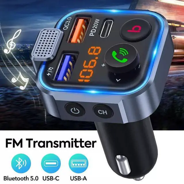Alt view image 4 of 7 - Bluetooth Car FM Transmitter MP3 Player Hands free Radio Adapter Kit USB Charger