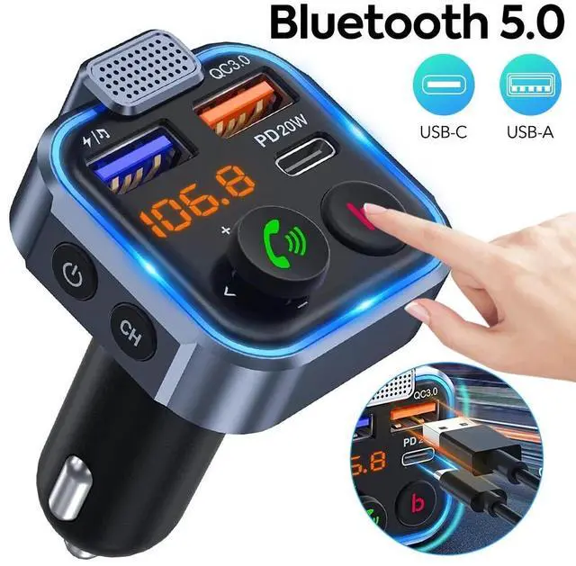 Alt view image 2 of 7 - Bluetooth Car FM Transmitter MP3 Player Hands free Radio Adapter Kit USB Charger