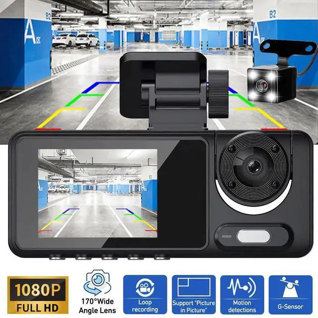 Main image of 1080P Three Len Car DVR Dash Cam Video Recorder G-Sensor Front And Inside Camera