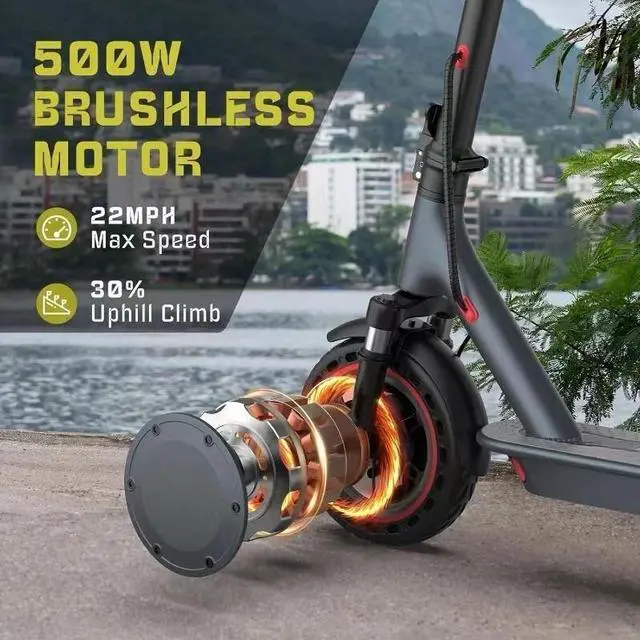 Alt view image 5 of 7 - AOVOPRO 10" 500W E Scooter for Adults Foldable Scooter Double Shock Absorption