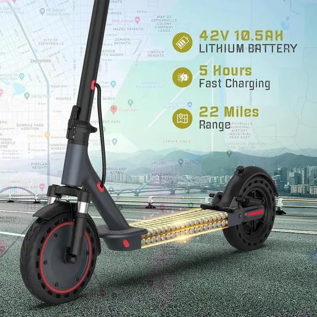 Alt view image 6 of 7 - AOVOPRO 10" 500W E Scooter for Adults Foldable Scooter Double Shock Absorption