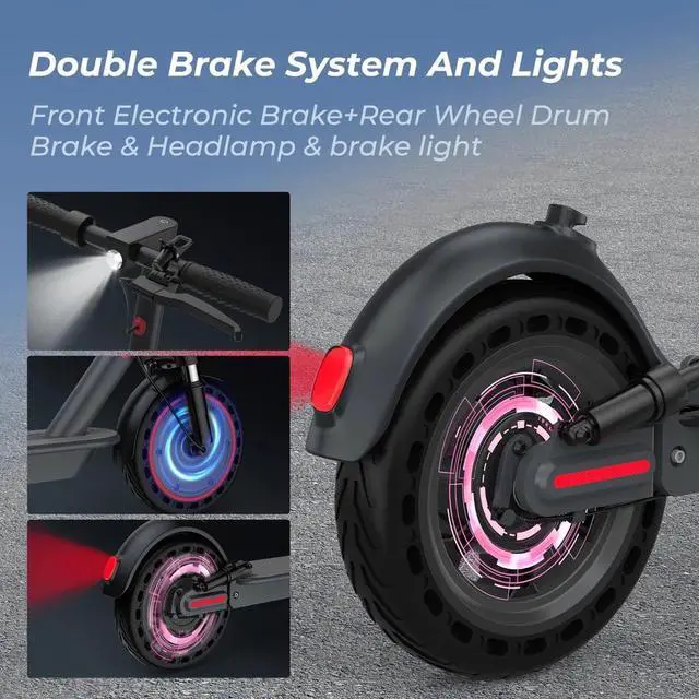 Alt view image 3 of 7 - AOVOPRO 10" 500W E Scooter for Adults Foldable Scooter Double Shock Absorption