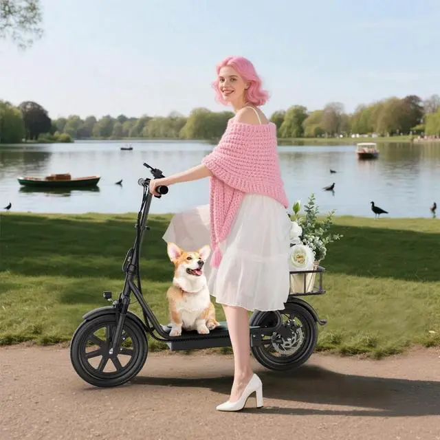 Alt view image 6 of 7 - AOVOPRO 500W Electric Scooter with Seat, Max 28Miles 22MPH Commuting E Scooter