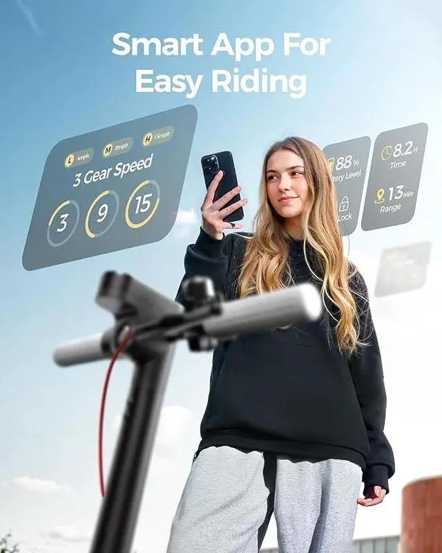 Alt view image 3 of 7 - 2025 ADULTS ELECTRIC SCOOTER FOLDABLE SCOOTER WITH APP &DOUBLE SHOCK ABSORPTION