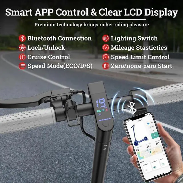Alt view image 6 of 7 - LADPED Electric Scooter with Seat for Adults 8.5" Solid 19MPH Commuter E-Scooter