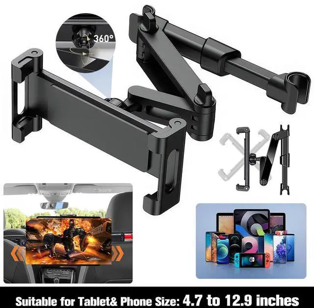 Alt view image 7 of 7 - 360° Car Back Seat Headrest Mount Tablet Holder for 4.7-12.9" iPad Phone