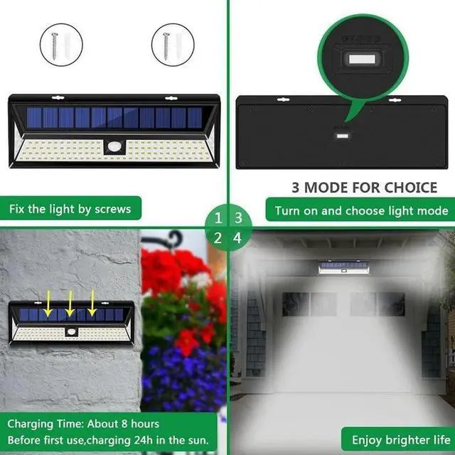 Alt view image 5 of 7 - 118LED Solar Lights PIR Motion Sensor Wall Lamps Outdoor Light Garden Waterproof