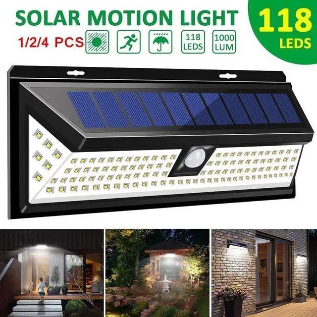 Alt view image 2 of 7 - 118LED Solar Lights PIR Motion Sensor Wall Lamps Outdoor Light Garden Waterproof