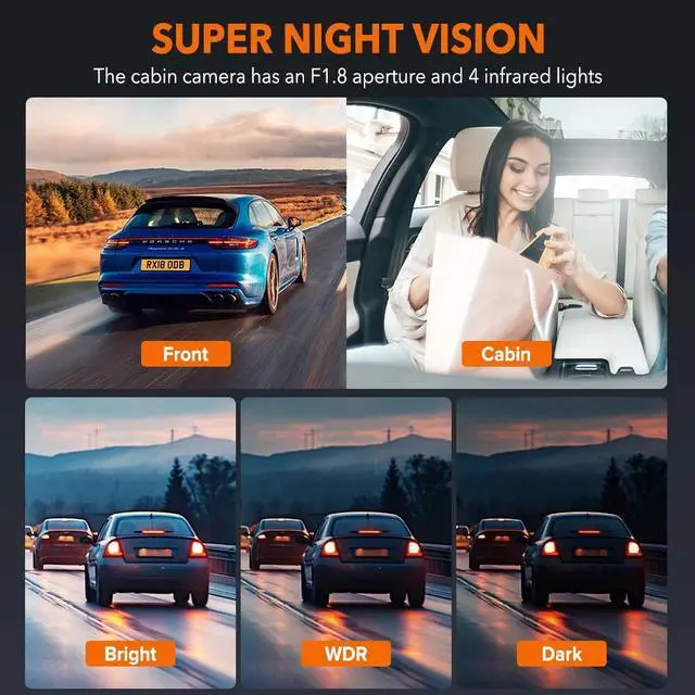 Alt view image 4 of 7 - 360° 3 Channel Dash Cam Front Left Right, Dash Camera Night Vision+Rear Camera