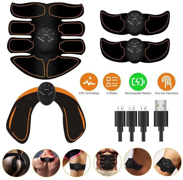 Alt view image 7 of 7 - Rechargeable EMS Abs Trainer Arms Hips Muscle Stimulator Abdominal Training